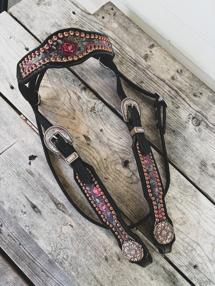 [ In Stock ] Holiday Pattern headstall - browband black