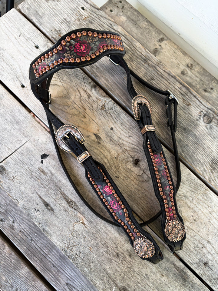 [ In Stock ] Holiday Pattern headstall - browband black