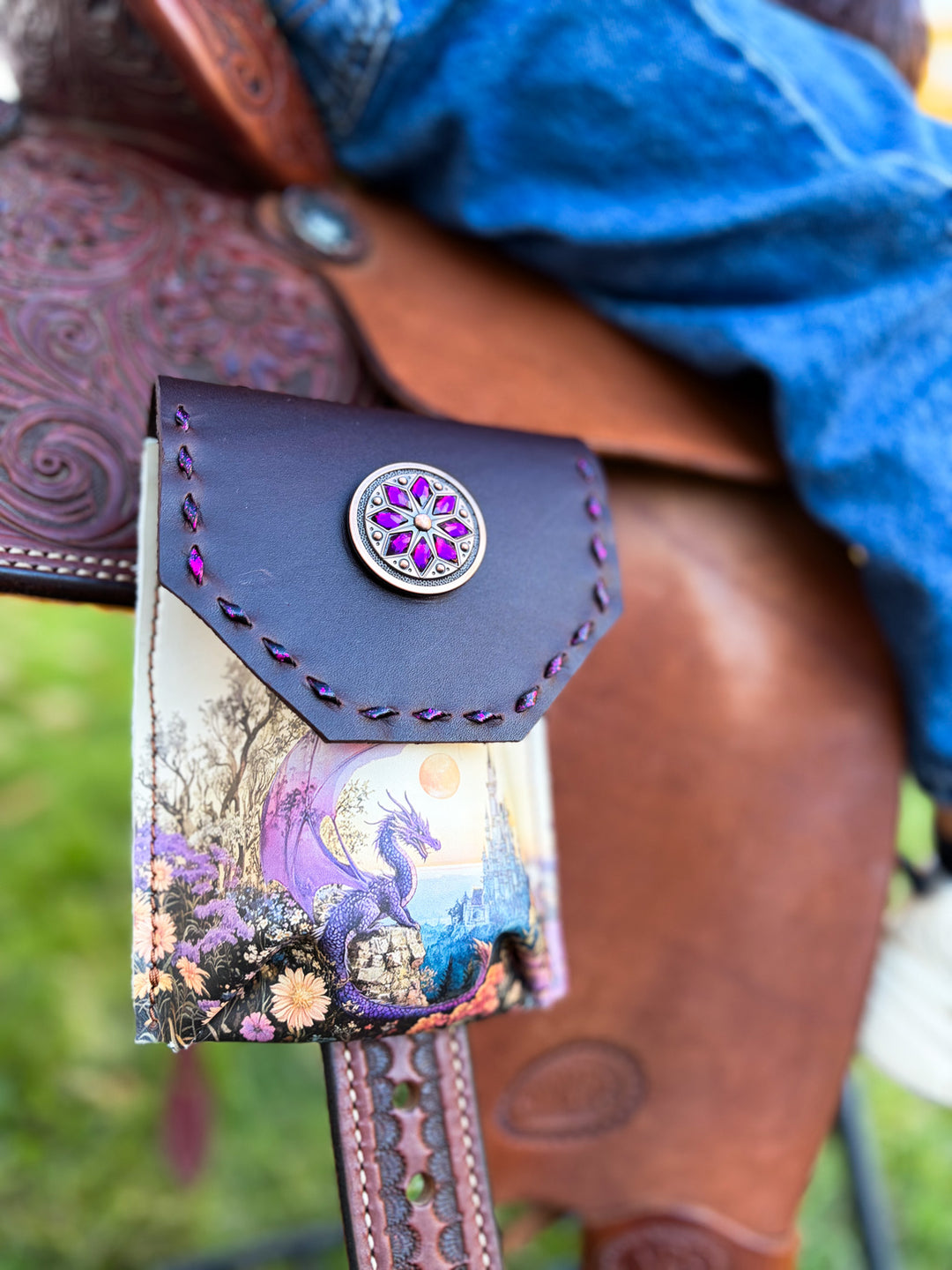 [In Stock] Purple dragon  -  Back Cinch Saddle Bag