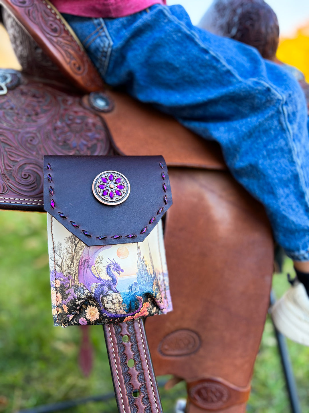 [In Stock] Purple dragon  -  Back Cinch Saddle Bag