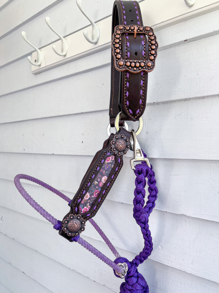 [ Stock] Lariat Muletape Halter- briar rose