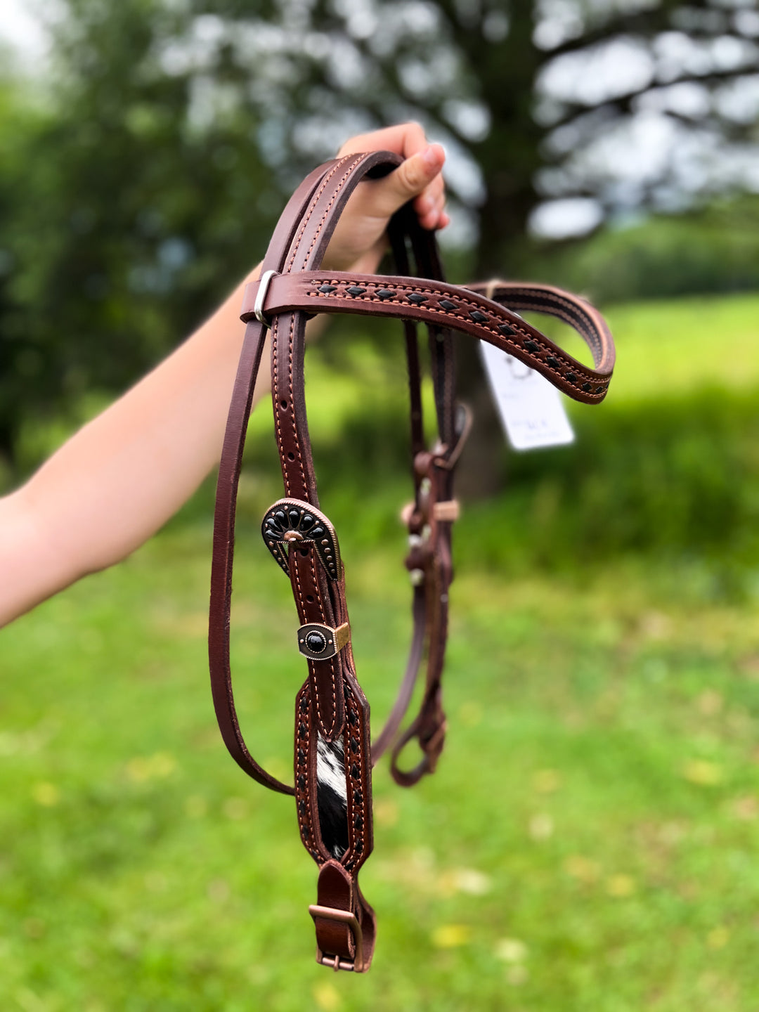 [ In Stock ] Black and white cowhide - Ubrow - Quick Change Headstall