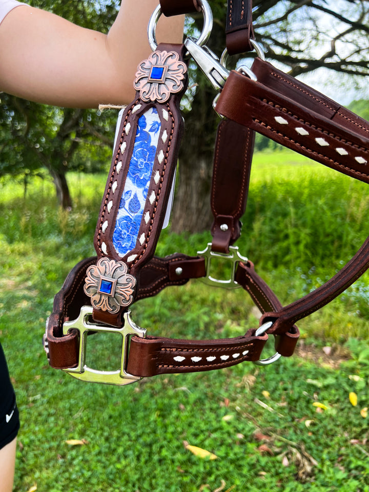 [ Stock] Full Leather Halter - Livie on hickory