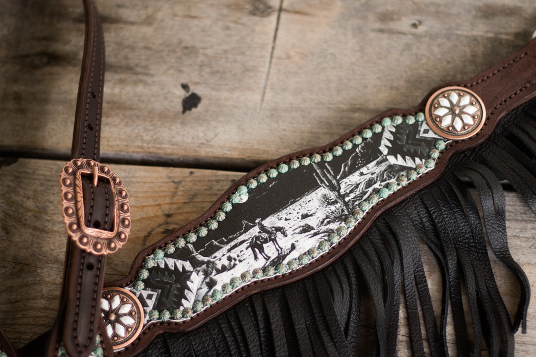 [PREORDER] Moonstone Cowgirl Tack Set- chocolate w/ black fringe