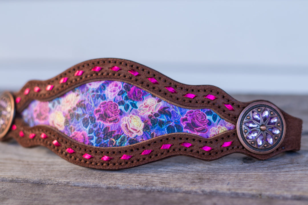 [ In Stock ] Neon sign pink floral- bronc noseband