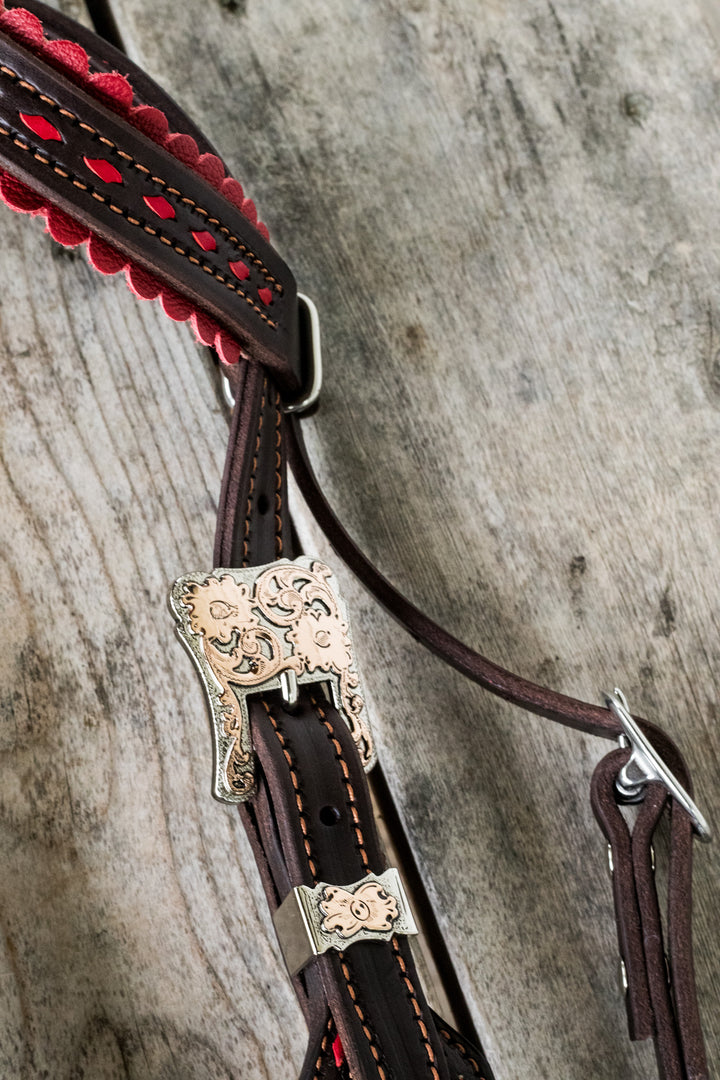 [ In Stock ] Red Wool - Scallop double ear - Quick Change Headstall