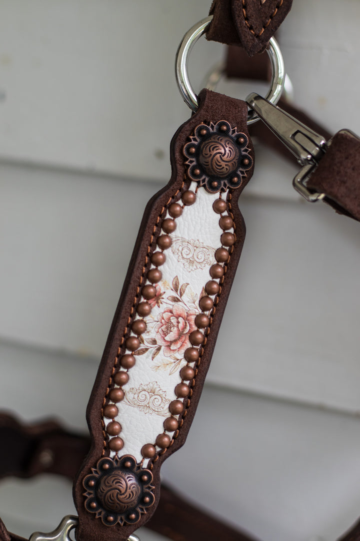 [ Stock] Full Leather Halter - The Blushing Drawing Room on chocolate roughout
