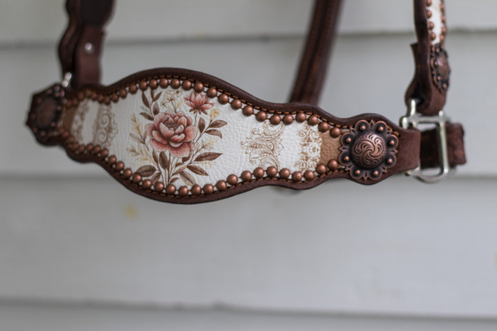 [ Stock] Full Leather Halter - The Blushing Drawing Room on chocolate roughout
