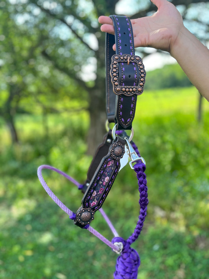 [ Stock] Lariat Muletape Halter- briar rose
