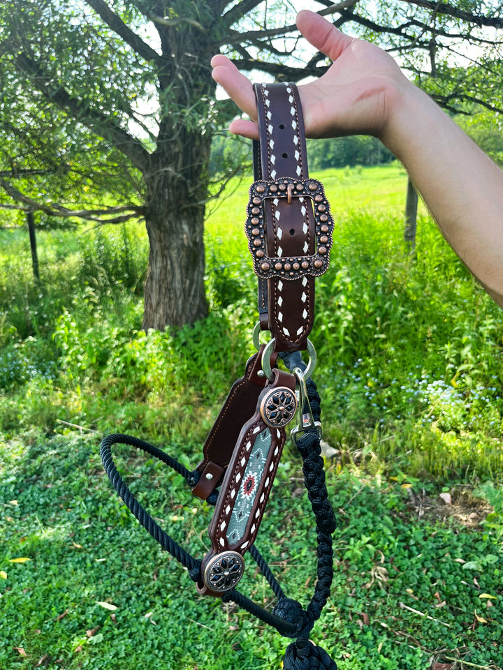 [ Stock] Lariat Muletape Halter- sage aztec